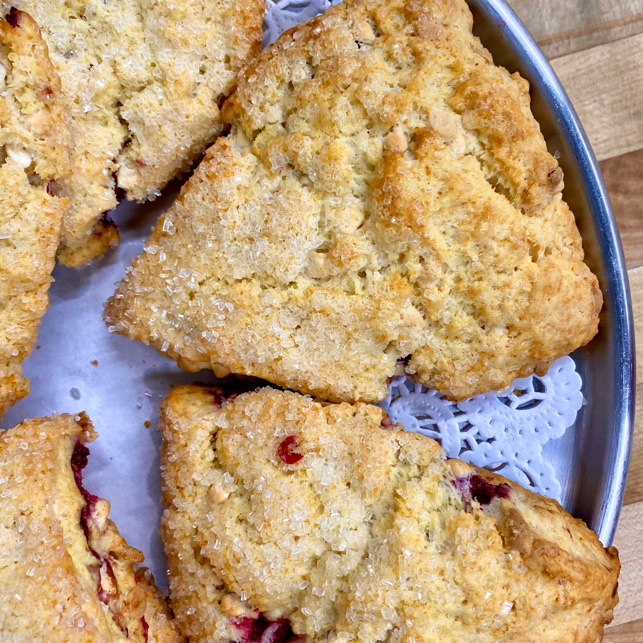 Raspberry White Chocolate Chip Scones