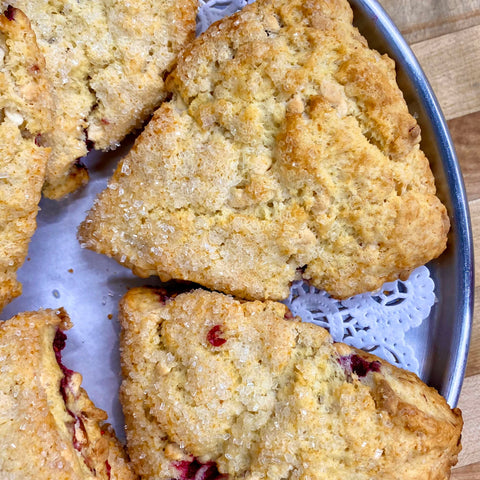 Raspberry White Chocolate Chip Scones